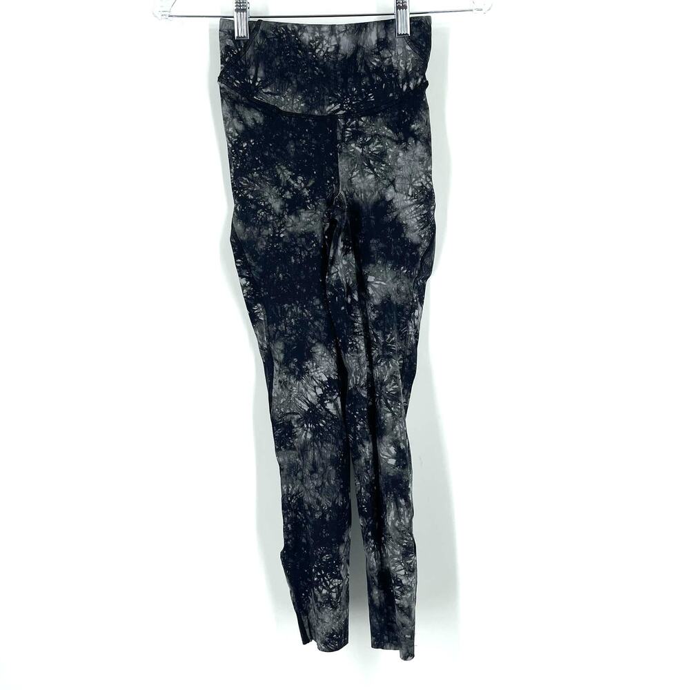 Lululemon Base Pace High Rise Crop Leggings Women 4 Ink Vapor Ice Grey Multi